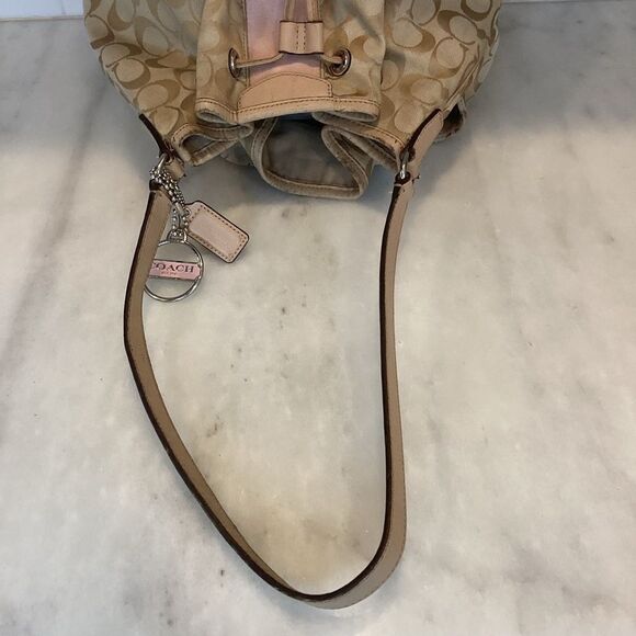 Coach Signature Stripe Jacquard Drawstring Large Tote Bag - Picture 11 of 16